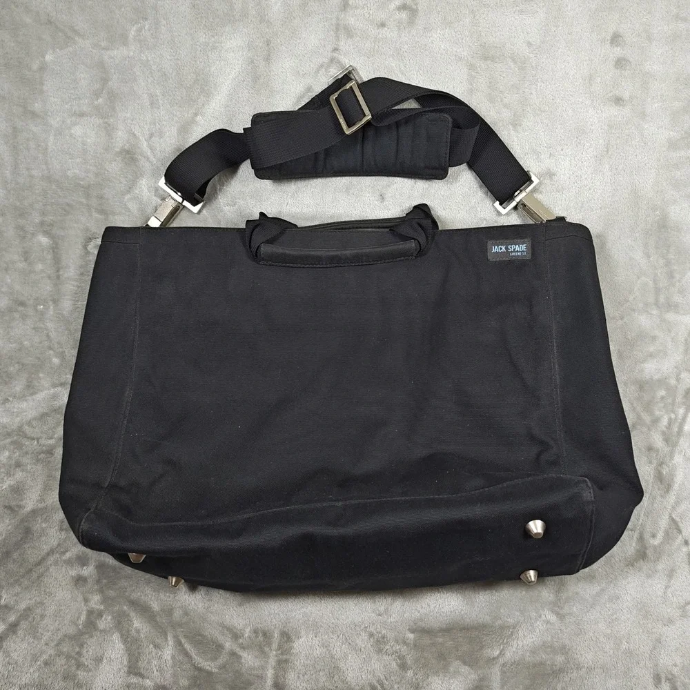 Jack Spade Messenger Bag Mens Large Black Canvas Greene St Commuter Briefcase